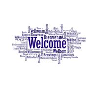 Welcome Language Sign Wall Decal Office Business Shop Decor Welcome in Many Languages Vinyl Sticker Welcome Sign-XL-92x167cm-DarkBlue