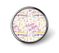 Welcome Las Vegas Round Lapel Pin Brooches Badge Holder for Clothes Bags Backpack Hats