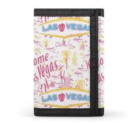 Welcome Las Vegas Trifold Wallet Ultra Thin Card Holder with Id Window And Coin Pocket Keychain Men Gift