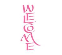 Welcome Lettering Fine Carving Stickers 48x107.8cm Window Decals Pink