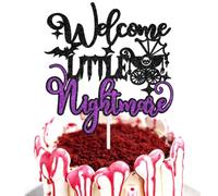 Welcome Little Nightmare Cake Topper, Halloween Spooky Baby Shower Decor | Nightmare Theme Welcome Baby Party Decorations, Jack Baby Shower Cake Pick, A Baby is Brewing, We've Created A Little Monster