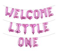 Welcome Little One Balloon Banner, Baby Shower Decorations | Multicolor Glitter Newborn Baby Welcome Home Decor, Gender Reveal Party Supplies (WELCOME LITTLE ONE Rose Red)