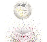 Welcome Little One New Baby Round Foil Helium 45cm Balloon - Inflated Balloon in a Box