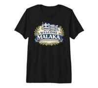 Welcome Malaka Greece Flag Funny Greek Humor Design Premium T-Shirt