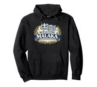 Welcome Malaka Greece Flag Funny Greek Humor Design Pullover Hoodie