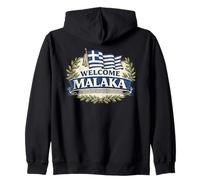 Welcome Malaka Greece Flag Funny Greek Humor Design Zip Hoodie