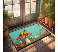 Welcome Mat Classroom Frog On Mushroom In A Colorful Garden Doormat Home Door Mat Mat Shoes(40X60CM)