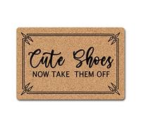 Welcome Mat Cute Shoes Now Take Them Off Colorful Funny Door Rugs for Entrance Way Fabric Top with a Anti-Slip Rubber Back Indoor/Outdoor/Kitchen Mats Prank Gift 23.6"(L) x 15.7"(W)