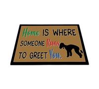 Welcome Mat Entrance Rug Washable Floor Mat Funny Indoor Outdoor Mat For Bedroom Living Room Hallway 40X60Cm Bedlington Terrier Dog - Home Is Where Someone Runs To Greet You