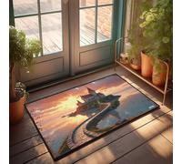 Welcome Mat Fall Castle On The Water: A Serene Sunset Scene Doormat Welcome Mats Indoor Fall Mats For Front Door(65X90CM)