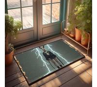 Welcome Mat Fall Electric Bunny Warrior: A Thunderous Fashion Statement Doormat Welcome Mats Indoor Fall Mats For Front Door(65X90CM)