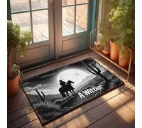 Welcome Mat Fall Western Moonlit Journey: A Silhouette Adventure Doormat Welcome Mats Indoor Fall Mats For Front Door(40X60CM)
