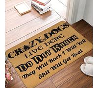 Welcome Mats for Front Door Outdoor Entry,Crazy Dogs Live Here Do Not Knock They Will Bark Doormat Entrance Rugs Non-Slip Indoor Rubber Door Mats for Home/Floor/Porch/Bathroom/Kitchen/Bedroom 30"x 18"