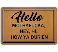 Welcome Mats for Front Door Outdoor Entry Hello Mothafucka, Hey, Hi, How Ya Dur'En Doormat Non Slip Rubber Mat for Home Indoor Farmhouse Funny Kitchen Rugs Patio Full Brown_18 x 30 Inches
