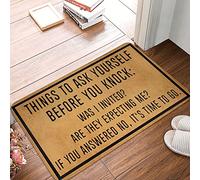 Welcome Mats for Front Door Outdoor Entry,Things to Ask Yourself Before You Knock Decorations Doormat Indoor Non-Slip Rubber Rug Washable Entrance Floor Porch Door Mat for Kitchen Bathroom Home Decor