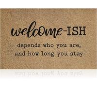 Welcome Mats for Front Door Outdoor Entry Welcome Ish Depends Who You are Doormat Non Slip Floor Mat for Home Bathroom Kitchen Entrance 36X24 Inch