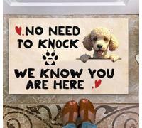 Welcome Mats for Front Door Porch Entry,Dog Door Mat Poodle Floor Doormats Anti-Slip No Need to Knock We Know You're Here Entrance Rug Farmhouse Indoor/Outdoor Door Mat for Home Kitchen Bathroom Decor