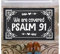 Welcome Mats for Front Door Porch Entry We are Covered Psalms 91 Doormat Non Slip Rubber Floor Mats Entrance Rugs Washable Indoor Outdoor Door Mat for Home Entry,Patio,Kitchen,Bathroom Decor 32"X 20"