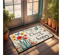 Welcome Mats Outdoor Fall Floral Bottles With Butterflies: 'Today I Choose To Be Happy' Doormat Shoes Here Mat Door Mat Indoor Entrance(40X60CM)
