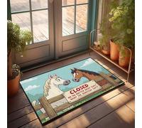 Welcome Mats Outdoor Fall Horses Argue Over 'Closed' Sign Doormat Shoes Here Mat Door Mat Indoor Entrance(65X90CM)