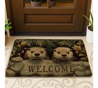 Welcome Otter Doormat, Rustic Brown Animal Door Mat for Outdoor & Indoor Entryway Seasonal Decor, Rubber Waterproof Non-Slip Dust Absorbent Front Mats, Easy Care 29x17 Inch