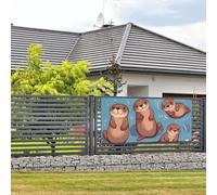 Welcome Party Banner Holiday Banner Animal Cute Brown Otters Wall Hanging Banners Flag Photo Photography Backdrops with 4 Holes Porch Sign Door Banner Cover Decoration Party Supplies Small