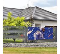 Welcome Party Banner Holiday Banner Black astronaut on blue Wall Hanging Banners Flag Photo Photography Backdrops with 4 Holes Porch Sign Door Banner Cover Decoration Party Supplies Medium