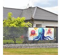 Welcome Party Banner Holiday Banner Colorful Squid Octopus Wall Hanging Banners Flag Photo Photography Backdrops with 4 Holes Porch Sign Door Banner Cover Decoration Party Supplies Medium