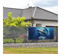 Welcome Party Banner Holiday Banner Cute Dolphins Wall Hanging Banners Flag Photo Photography Backdrops with 4 Holes Porch Sign Door Banner Cover Decoration Party Supplies Small