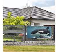Welcome Party Banner Holiday Banner Orca Killer Whale Wall Hanging Banners Flag Photo Photography Backdrops with 4 Holes Porch Sign Door Banner Cover Decoration Party Supplies Small