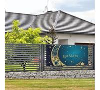 Welcome Party Banner Party Photography Backdrops Photo Background Eid al-Fitr crescent moon and stars Door Sign Hanging Banner Flag Wall Hanging Decor Welcome Porch Sign Party Decoration Supplie Small
