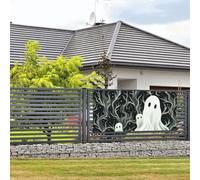 Welcome Party Banner Party Photography Backdrops Photo Background White Patterned Ghost Door Sign Hanging Banner Flag Wall Hanging Decor Welcome Porch Sign Party Decoration Supplie Small