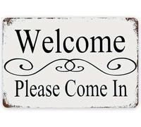 Welcome Please Come in Rustic Metal Tin Sign Kitchen Vintage Signs Cave Decor Wall Art Poster for Farmhouse Garden Bar Club 8x12 Inch