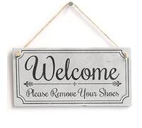 'Welcome Please Remove Your Shoes' - Cute Welcome Sign - Handmade Shabby Chic Wooden Door Sign/Plaque