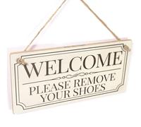 Welcome Please Remove Your Shoes - Lovely Vintage Style Handmade Sign Take Off Shoes Plaque