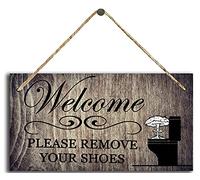 Welcome Please Remove Your Shoes Tin Signplank Plaque For Toilets Home Bathroom Cafes Bar Hotels Funny Vintage Metal Sign Poster 8X12 Inches