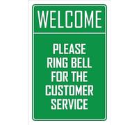 Welcome, please ring bell for the customer service sign - Self adhesive sticker (400mm x 300mm)