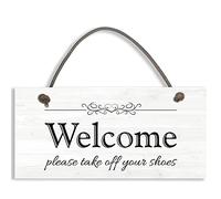 Welcome Please Take Off Your Shoes Hanging Plaque Sign House Porch Decor #1296