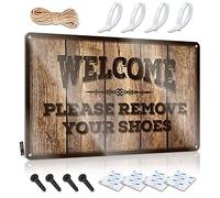 Welcome Please Tin Plate Sign - With Vintage Western Wall Mount Skull