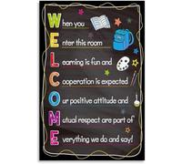 Welcome Poster for Classroom Decorations Classroom Rules Poster School Middle School Elementary Kindergarten Preschool Poster Inspirational for Classroom Metal Tin Sign 8x12 inch