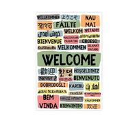 Welcome Posters in Different Languages Canvas Poster Wall Art Decor Print Picture Paintings for Living Room Bedroom Decoration 12x18inch(30x45cm)