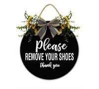 Welcome Remove Your Shoes Sign - Take Off Shoes Rustic Wall Hanging, Wooden Front Door Entryway Plaque, Farmhouse Porch Decor, House Rules Sign Home Gift 30x30 CM