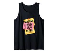 Welcome Serve Pray Repeat Faith Family Friends Tank Top