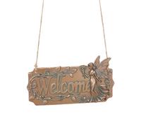 Welcome Sign - 6 Inch Hangable Resin Fairy Wall Decor, Decorative Front Door Hanging Sign for Home | Outdoor Garden Yard Patio Entryway Welcome for Party Housewarming Decoration