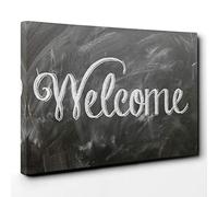 Welcome Sign Chalk Board Canvas Print | Gallery Wrapped 30mm Frame Wall Art | 30x20 inches | Ready to Hang | Modern Picture | Living Room Bedroom Lounge Office