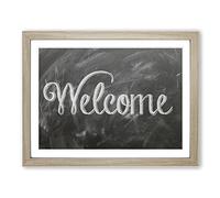 Welcome Sign Chalk Board Modern Framed Print | A2 Oak Framed Wall Art | Ready to Hang | Modern Nature Picture | Living Room Bedroom Lounge Office
