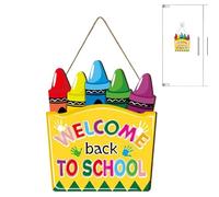 Welcome Sign, Classroom Door Decor, School Wall Banner, Bright Wooden Design with Hanging Rope for Kindergarten, Elementary, Teacher, Student, Party, 9.84x11.8 X0.2 Inches