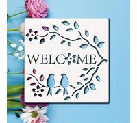Welcome Sign Flower and Bird Wall Stencils Template Reusable Spray PaintStencils for Craft Painting On Wood Craft Canvas Walls Wood Furniture Decorations DIY Scrapbooking
