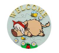 Welcome Sign for Entrance Door | Rustic Wooden Welcome Sign Theme, Round Reception Decoration, Window Wall Holiday Christmas Easter Home Interior