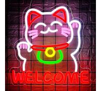 Welcome Sign for Front Door Dimmable Welcome Neon Sign Cat Neon Sign for Wall Decor for Front Door Wall Window Festival Man Cave Pub Party Game Room Decor(CP-012)